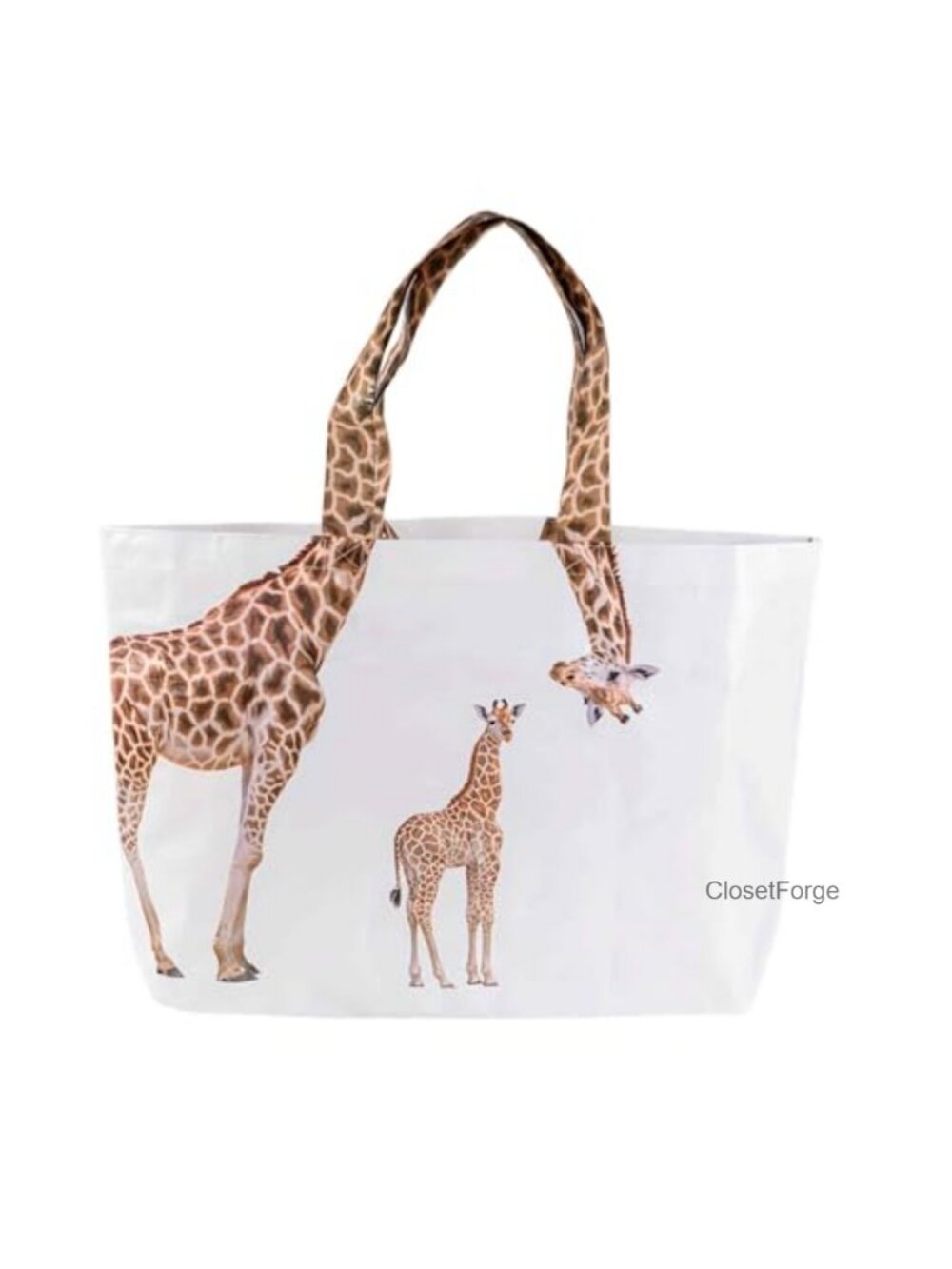 Large Waterproof Giraffe Print Tote Bag, 27L, Reusable Shopping & Travel